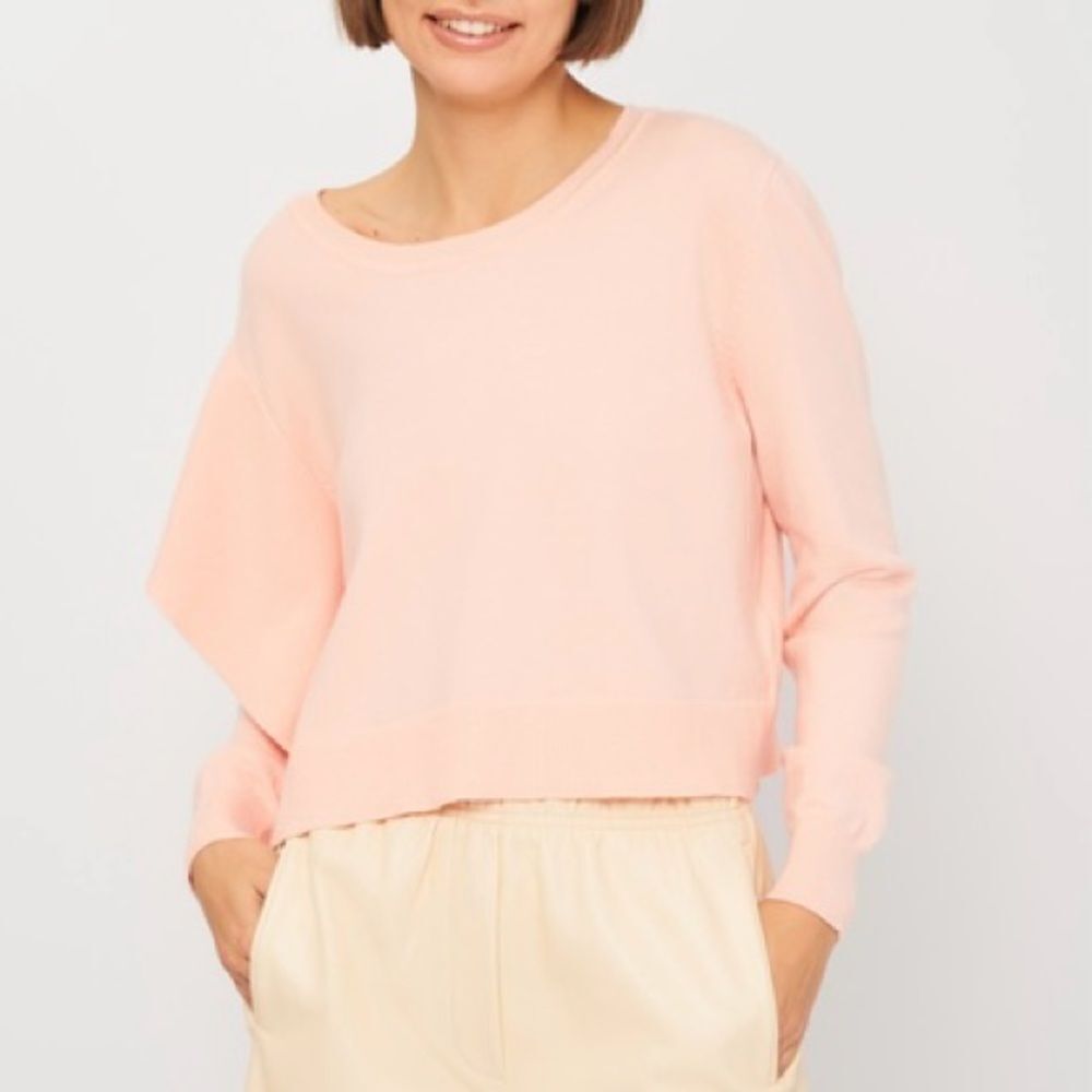 Zara Side Frill Ruffle Sleeve Crop Sweater Peach Small